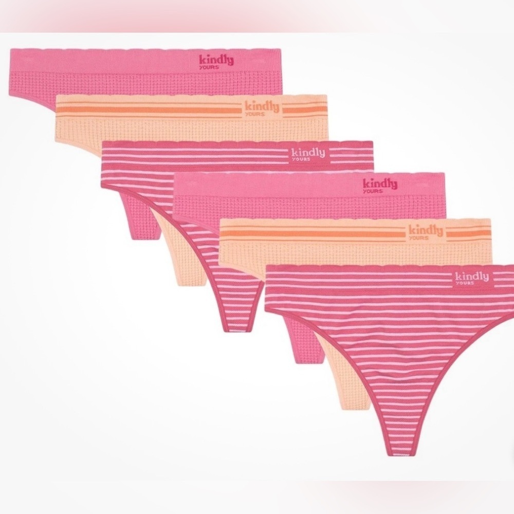 kindly Yours Women's Sustainable Seamless Thong Underwear, 6-Pack Size 3XL